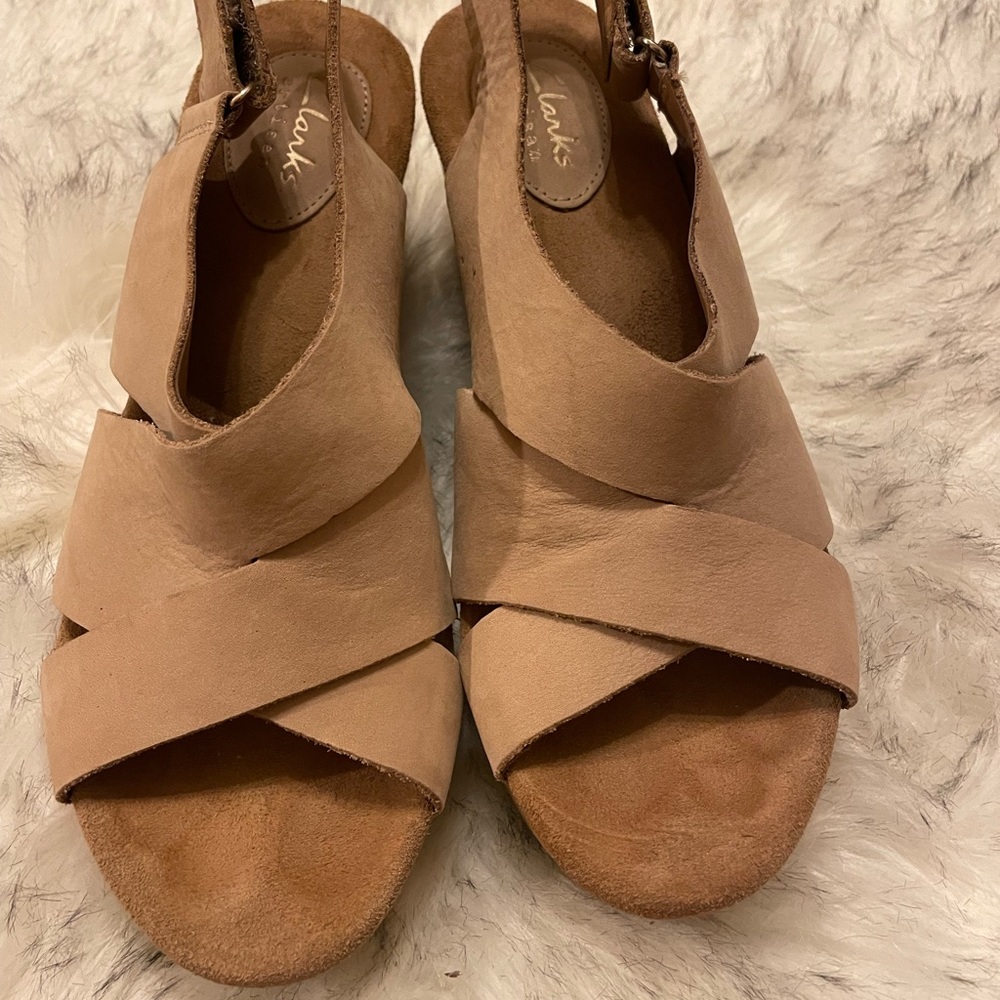 Brown Clark’s wedges